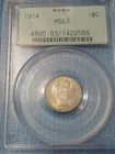 1914 Barber Dime PCGS MS63 OGH Beautiful  Original Luster Workingman Tone