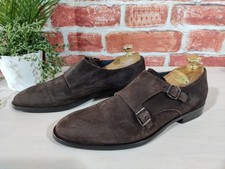 MADE IN ITALY BROWN FORMAL SHOES UK 6.5 MENS SUEDE DOUBLE MONK STRAP SMART WORK