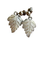 Wheeler Manufacturing Co Vintage Sterling Silver Leaf Drop Dangle Earrings WMco