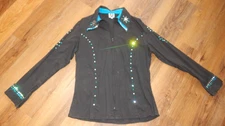 *WOMANS SIZE 2XL ROYAL HIGHNESS EQUESTRIAN BRAND CUSTOM MADE SHOW SHIRT--ZIPPER