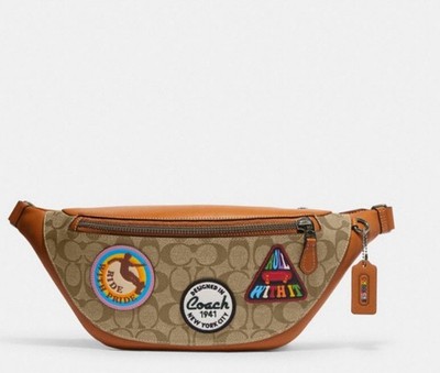 NWT Coach Warren Belt Bag In Signature Leather Rainbow With