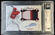 2018 Panini Flawless Juan Soto RPA Rookie Patch Auto Ruby RC /20 Nationals BGS 9