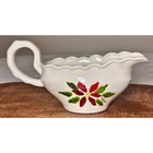 Hand-Painted Christmas Poinsettia Gravy Boat Dinning Serveware – Vintage Holiday