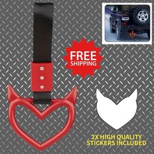 Red Devil Heart Car Tow Strap Love Ring Jdm Racing Rally Train Handle Hand Strap Red Devil Heart Car Tow Strap Love Ring Jdm Racing Rally Train Handle Hand Strap