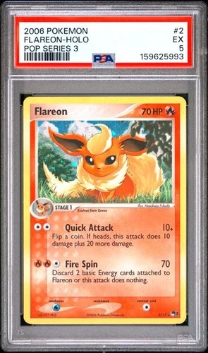FLAREON POP Series 3 Holo Rare #2 PSA 5 Pokemon [Nostalgium]