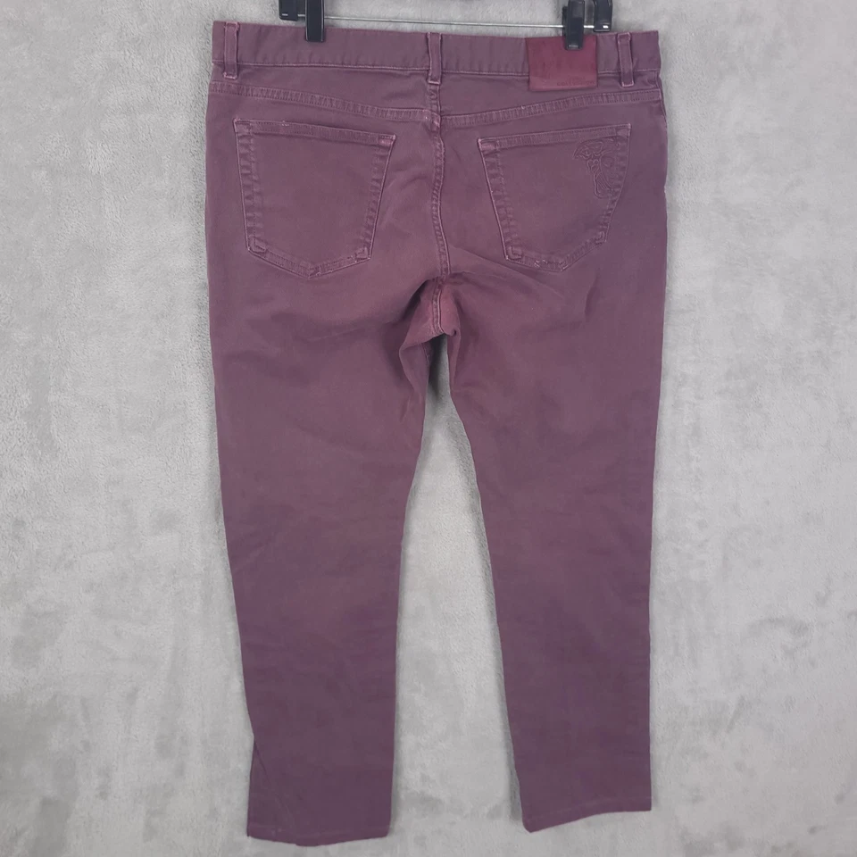 Versace Collection Trend Jeans  Mens 38x28 Purple  Straight Leg Classic Preppy - Image 4 of 4