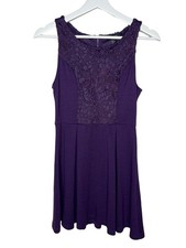 Forever 21 Dress Womens S Purple Lace Sleeveless Fit Flare Mini