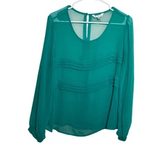 Charming Charlie Blouse Women's Large Sheer Ruffle Long Sleeve Casual Top