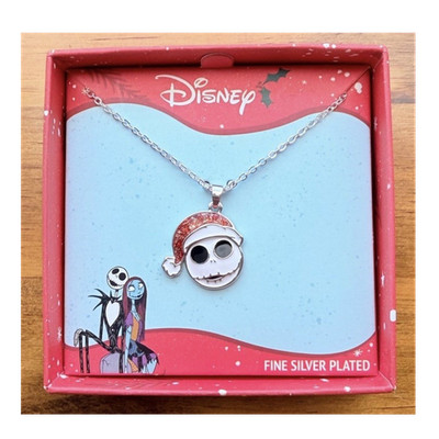 Disney Silver Plated Jack Skellington Head Pendant Necklace - Jacmel - Chain 16''