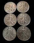 LOT of 6 WALKING LIBERTY HALF DOLLARS 90% Silver (2) 1938 (2) 1942 (2) 1946