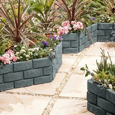 4/10pcs Plastic Garden Lawn Edging Stone Brick Flowerbed Plant Lawn Border Fence