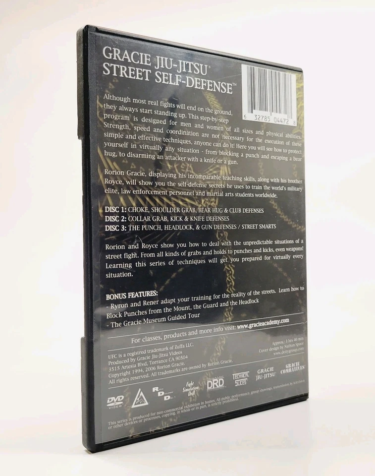 Gracie Jiu-Jitsu Street Self-Defense DVD 2006 LNC Vol 1, 2 & 3 Complete Series - Image 2 of 4