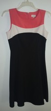 Calvin Klein color black dress black, white, pink back zipper rayon blend 8