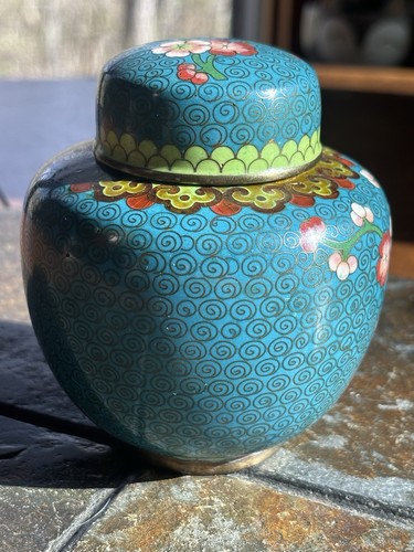 Vintage Chinesische Cloisonne Tee Ingwer Dose Deckel - Bild 7 von 22