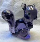 Fenton Vintage Hand Painted Purple Glass Squirrel Figurine Signed A Farley