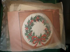 Sew Simple Latch Hook Rug kit Christmas Wreath Tree Skirt (started-small area)