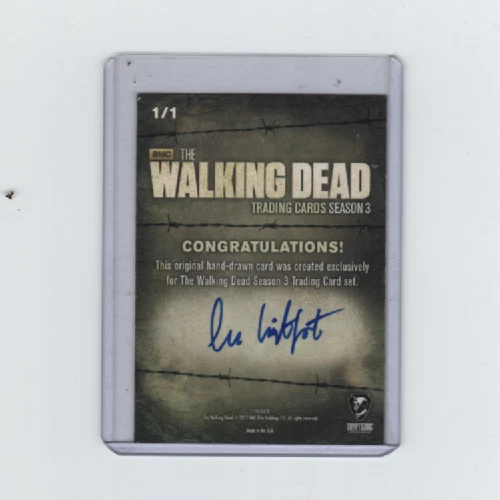 WALKING DEAD SEASON 3 MORGAN SKETCH CARD BY ACCLAIMED ARTIST LEE LIGHTFOOT 1/1! - Image 2 of 2