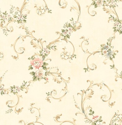 Papiertapeten, Blumen Tapeten, Wohnzimmer Tapeten, Creme, Rosa