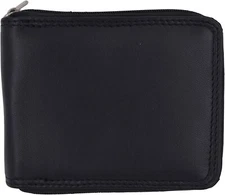 Swiss Marshall Men's Zipper RFID Blocking Premium Leather Zip-Around ID...