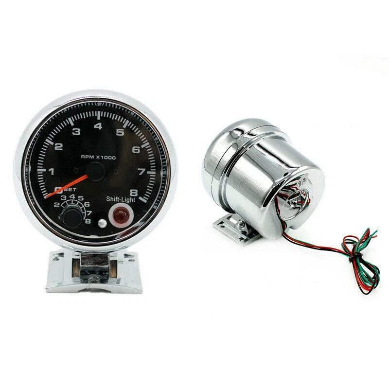 7 Colors LED Backlight Car Tachometer 0-8000 RPM Fits For 12V Petrol Vehicle - Image 3 of 4