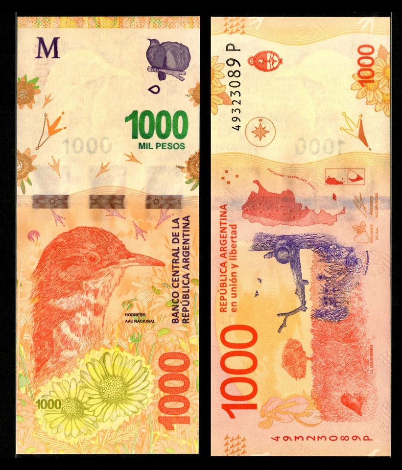 Argentina 20 50 100 200 500 1000 Pesos 6 Piezas JUEGO NUEVO, 2016-2019 Billete ND UNC Foto 4 de 4