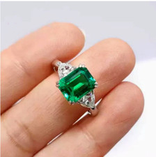 Natural Emerald Ring 925 Sterling Silver Ring Handmade Ring Wedding Ring