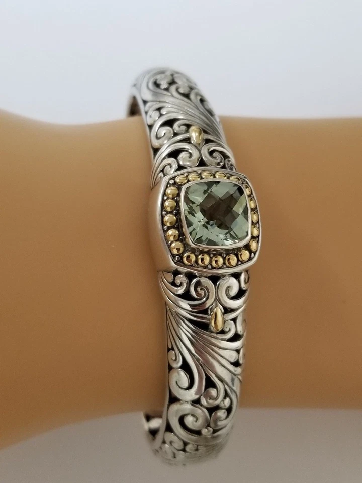 Brazalete Brazalete Phillip Gavriel Oro 18k N Plata Piedra Amatista Verde Bizantino Foto 4 de 4