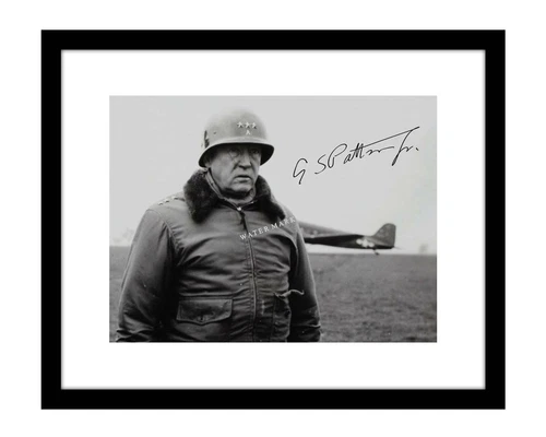 George S Patton 8x10 Signed photo in Europe battle field WW2 military general
