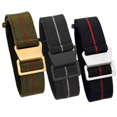 60s French Troops Parachute Bag Elastic Watch Strap 20mm 22mm Nylon Watchbands