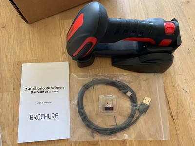 Symcode MJ-2020DB Industrial Barcode Scanner & Cradle 2.4G, USB, BT, Red