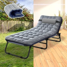 Sleeping Cot Foldable Camping Cots Bed 4 Gears Adjustable Recliner Chair Cushion
