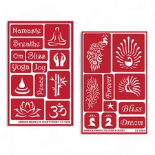 Yoga Bliss Glass Etching Kit: Namaste, Om, Lotus Flower, Peacock Designs - Reusa