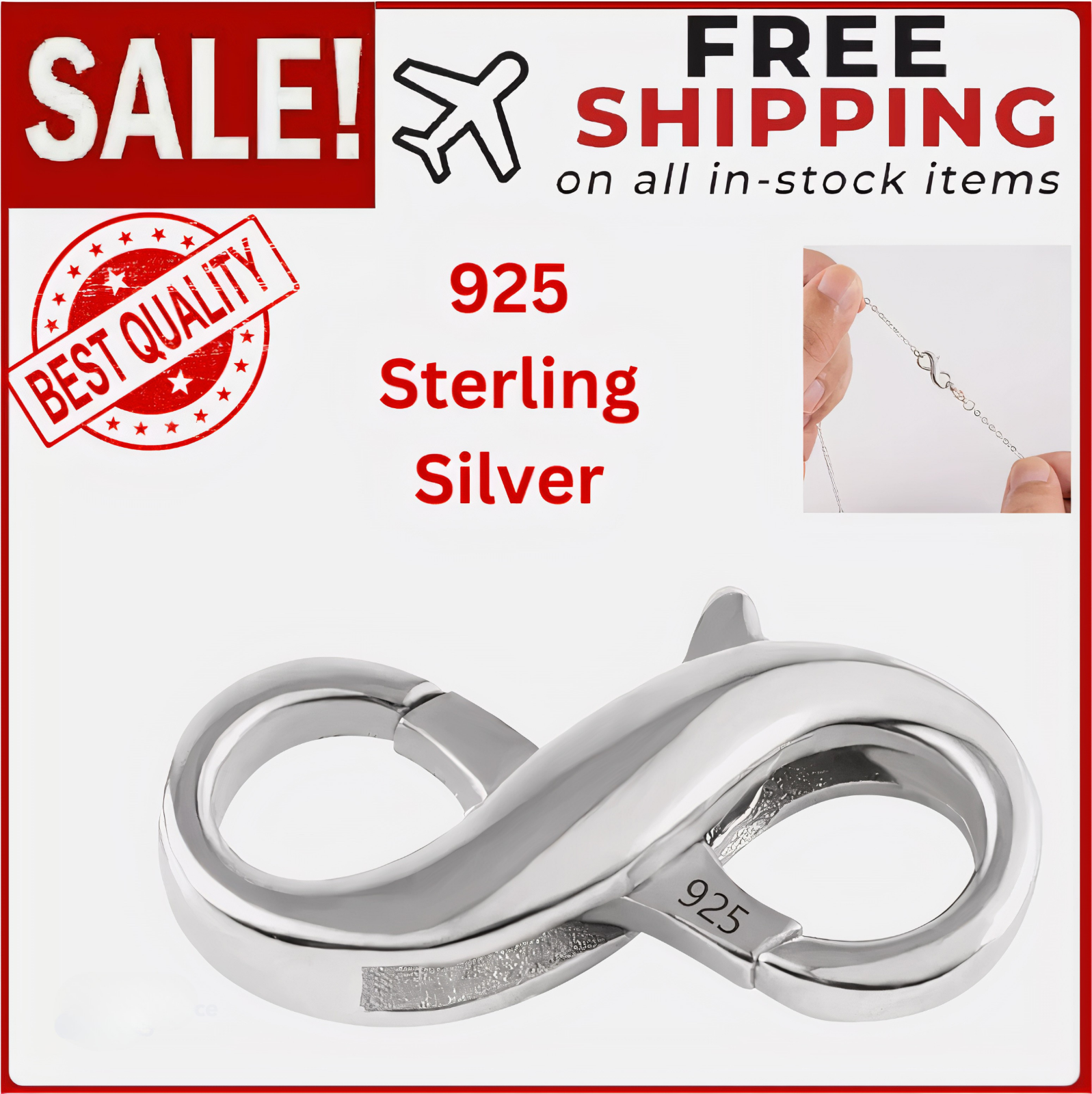 2 Pcs 925 Sterling Silver Double Opening Lobster Clasp Closure