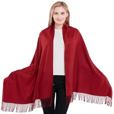 Maroon Thick Solid Color Design Cotton Blend Shawl Scarf Pashmina CJ Apparel NEW