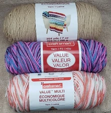 Craft Smart Bo Peep Taupe Orchid Mist Mixed lot of 3 Yarn Skeins