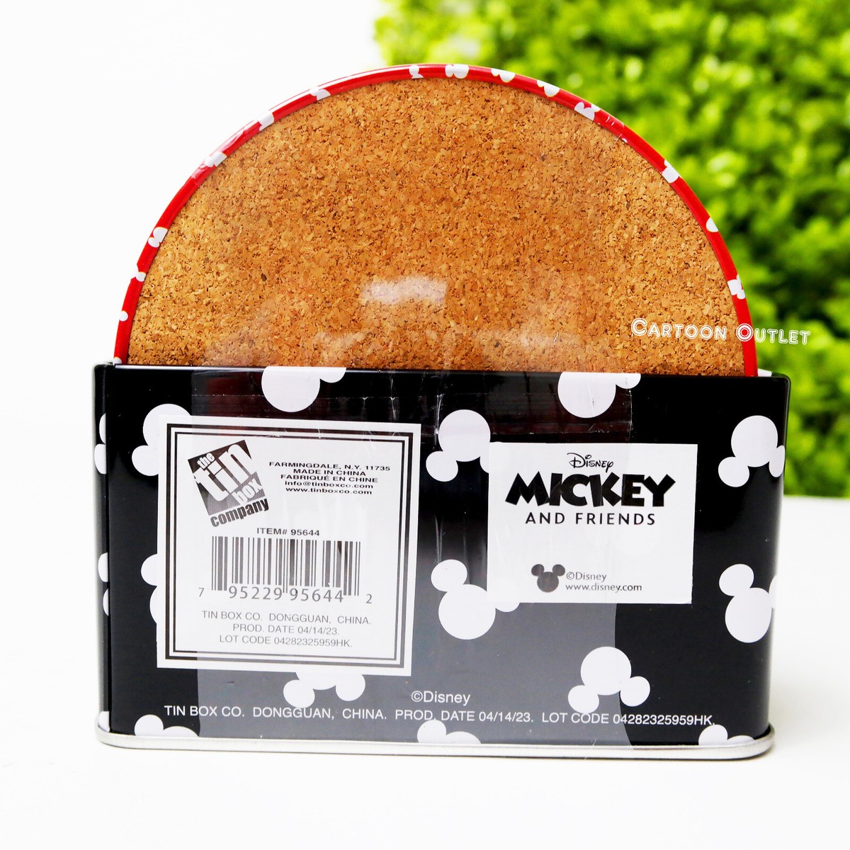 Disney Mickey Mouse Coaster Tin Set of 6 Cork Coasters Minnie