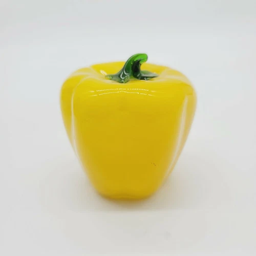 3.5" Vintage Murano Style Art Glass Hand Blown Vegetables Yellow Bell Pepper