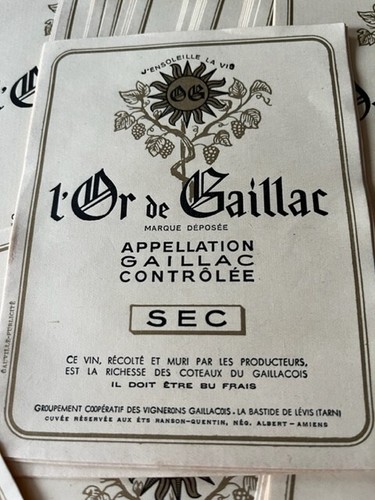 LOT 100 ETIQUETTES / OR DE GAILLAC SEC/LABELS BOISSON ALCOOL OLD WINE - Imagen 2 de 3
