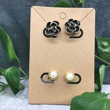 4 PC Matching Clip-on Non Pierced Earrings Set Gold-Tone New Free Ship 4776