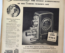 Filmo Auto 8 Bell  Howell Movie Camera Vintage 1947 Magazine Print Ad