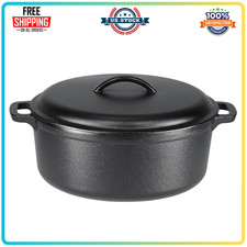 7-Quart Pre-Seasoned Cast Iron Dutch Oven Pot with Lid and Dual Handles Large