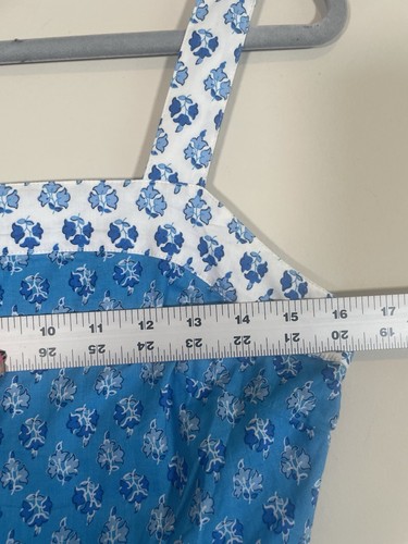 J Crew Turquoise Blue White Ikat Tiered Midi Dress Sleeveless 100% Cotton Sz 2 - Picture 6 of 18
