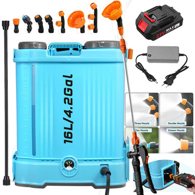 4.2 Gallon Battery Powered Backpack Sprayer with Battey and 6 Nozzles for Lawn