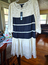 Marc by Marc Jacobs White/Black Lace Mini Dress Size 10 NWT