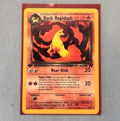 2000 Pokemon Team Rocket First Edition Dark Rapidash #44/82 Uncommon Vintage