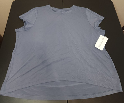 Athleta With Ease Tee Shirt Blue Short Sleeve Women s Size Large NWT Stretch