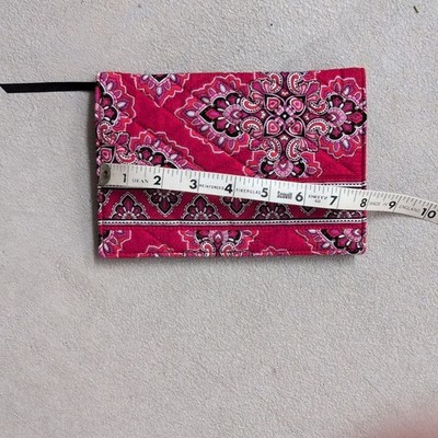 Vera Bradley Pink/Black/White Fabric Zip Cosmetic Bag 8in x 5in