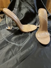 Cape Robbin Maria-2 Clear Sandals Transparent Block Heel Open Toe Ankle Strap (6