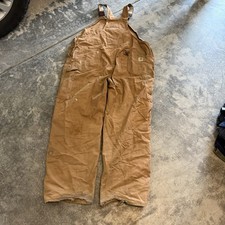 Carhartt Duck Canvas Overalls Vintage Thrashed Double Knee Bibs Made in USA