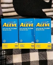 Aleve Naproxen Sodium 220mg 200ct Each 3-Pack Pain Reliever Exp 2027 NEW